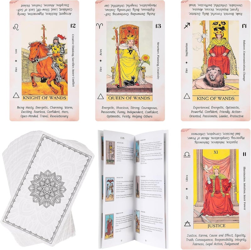 Fofeadm Tarot Cards for Beginners, 78 Original Tarot Deck Card with Guide Book, Durable Tarots Cards with Meaning on Them - Image 1